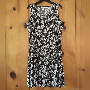 Susan Graver Sleeveless Knit Flare Panel Dress With Feather Print